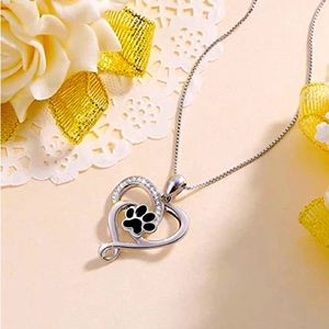 DOG FOOTPRINTS HEART NECKLACE